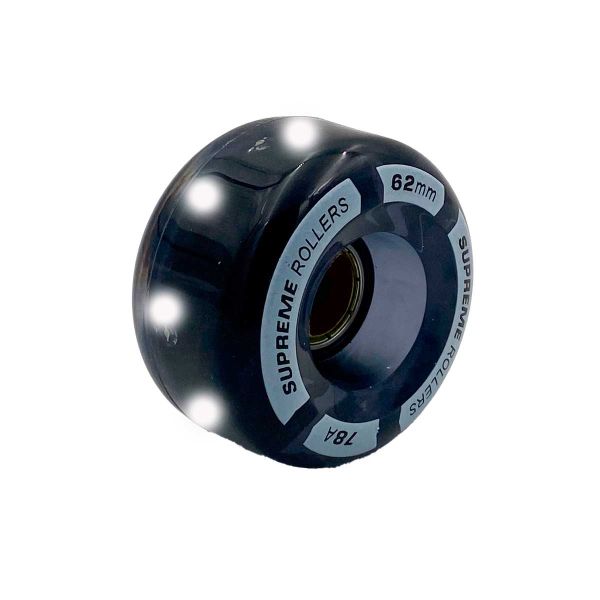 Supreme Rollers Quad Wheels With LED Light 62mm/78A - 4 Pack Black