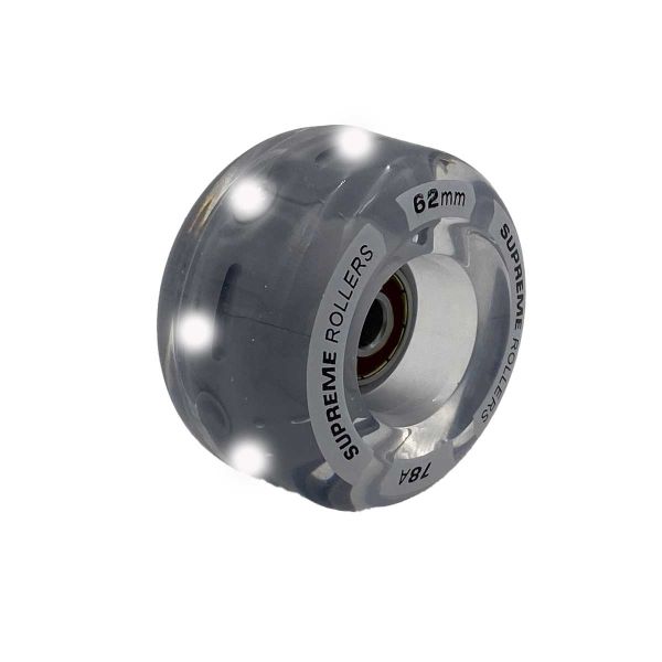 Supreme Rollers Quad Wheels With LED Light 62mm/78A - 4 Pack Grey