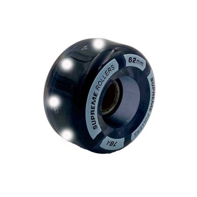 Supreme Rollers Quad Wheels With LED Light 62mm/78A - 4 Pack Black